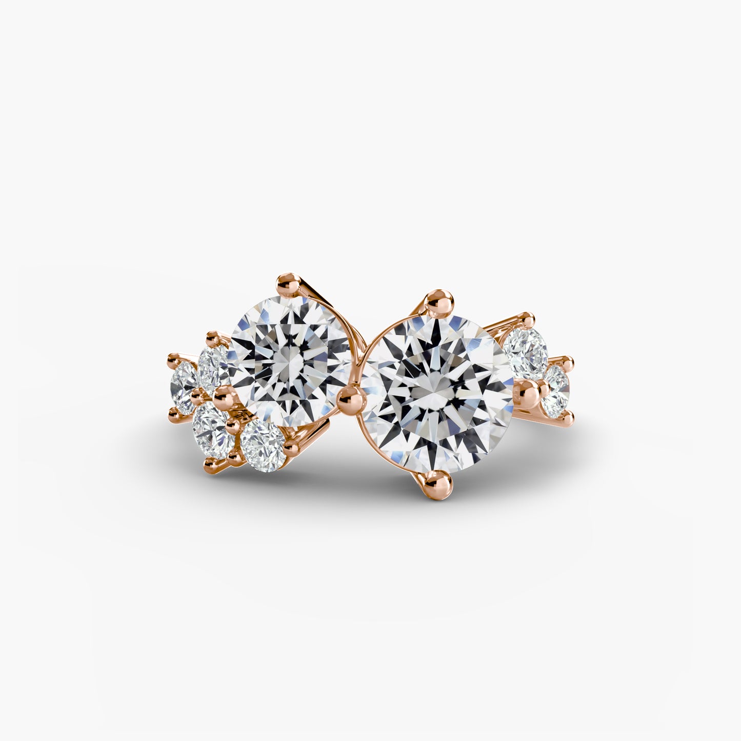 Montura Doble Destello – Anillo de dos piedras con diamantes laterales