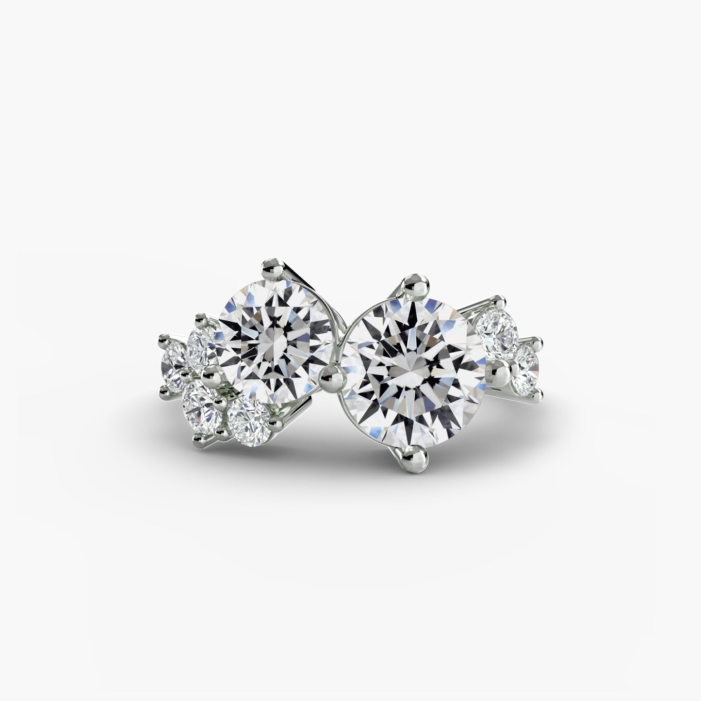 Montura Doble Destello – Anillo de dos piedras con diamantes laterales