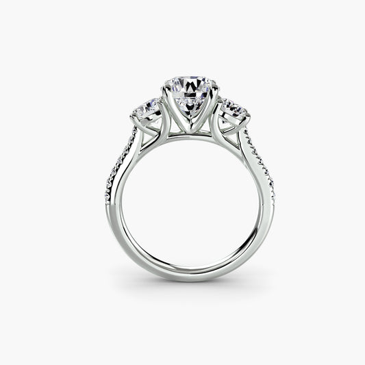 Montura Trilogía Pavé – Anillo de tres diamantes con brazo engastado