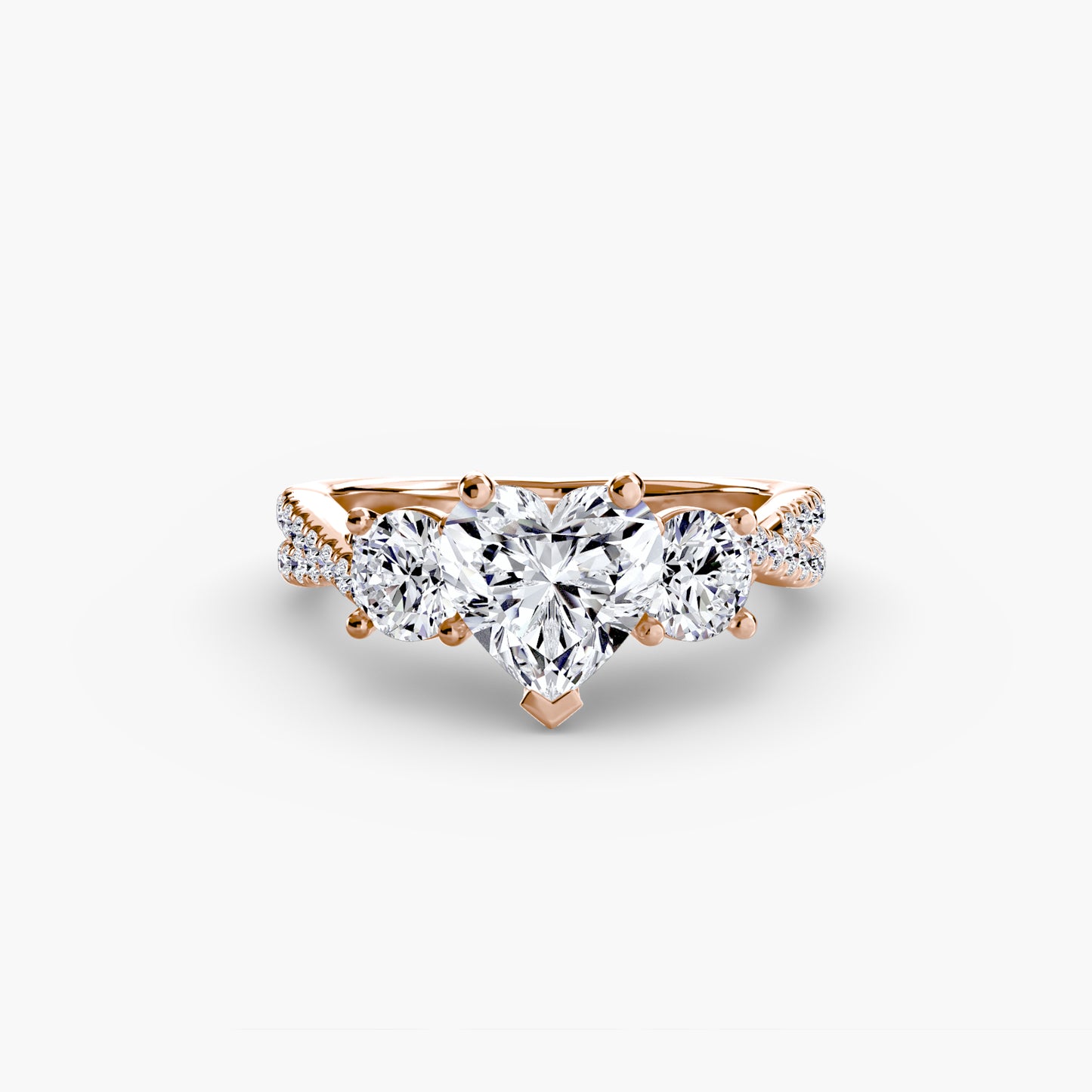 💍 Montura Trilogía Pavé Ancha – Anillo de tres diamantes con brazo engastado