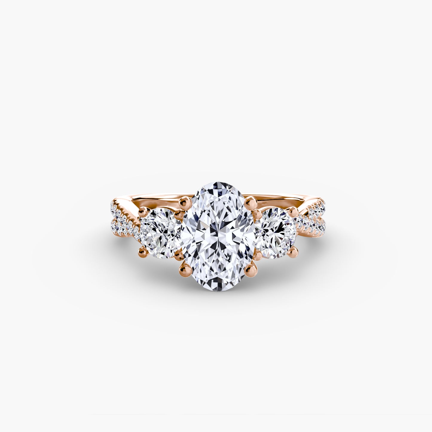 💍 Montura Trilogía Pavé Ancha – Anillo de tres diamantes con brazo engastado
