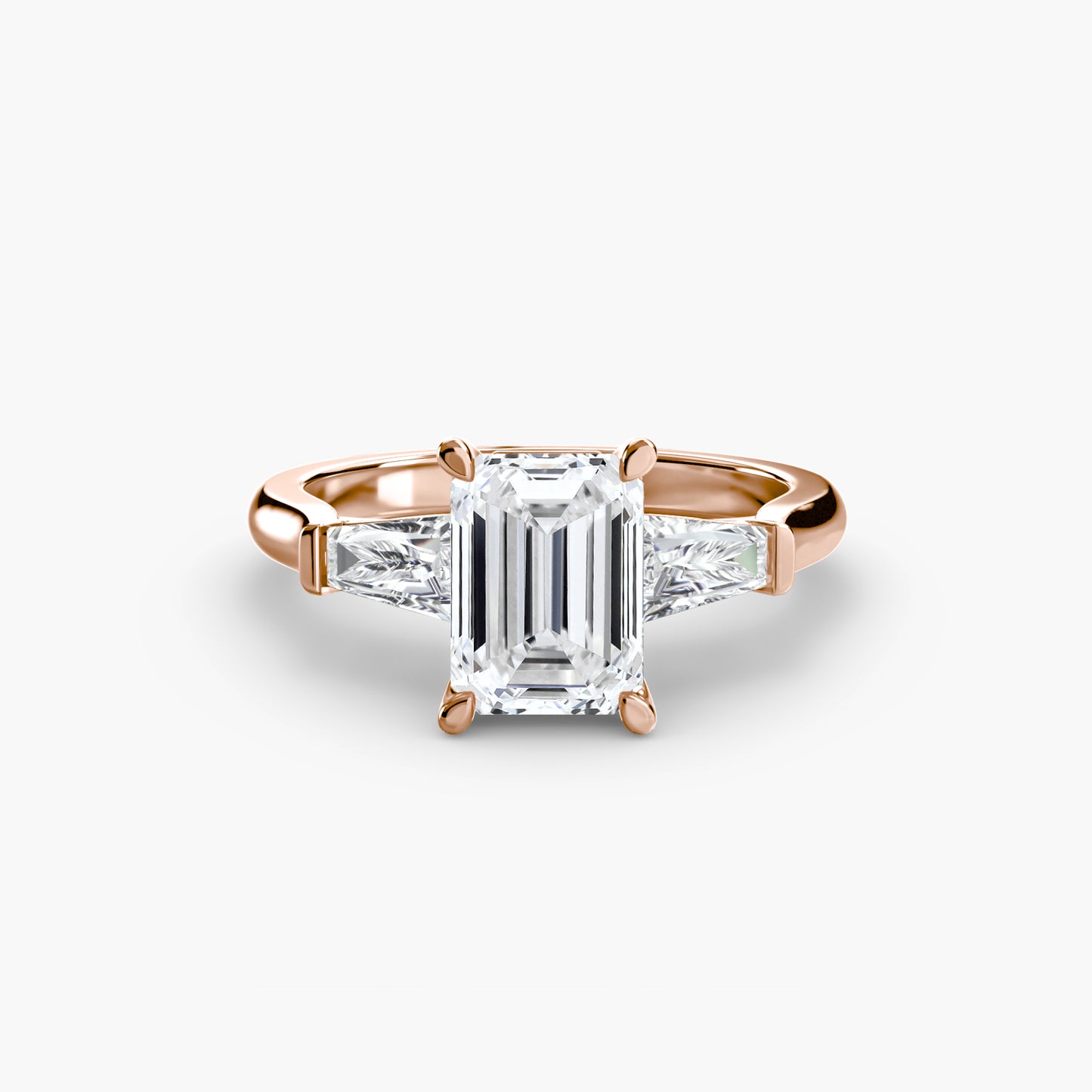 Montura Trilogía Baguette – Anillo de tres diamantes con laterales talla baguette