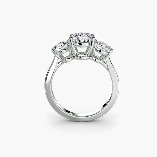 Montura Trilogía Oval – Anillo de tres diamantes ovalados